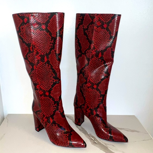 INC Red PAITON Snake Print Heeled Boots INC International Concepts - Picture 12 of 14